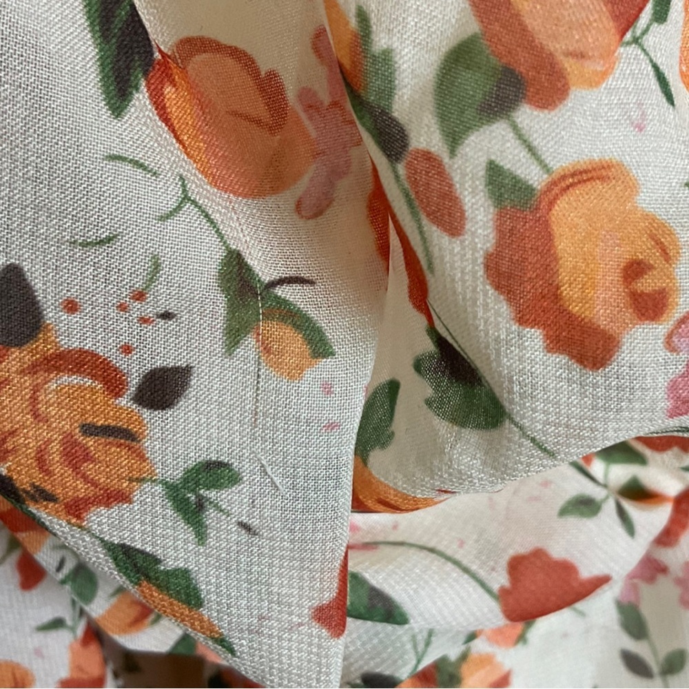 Missguided MilkMaid Long Sleeve Mini Dress in Peach / Cream Floral - Picture 6 of 7